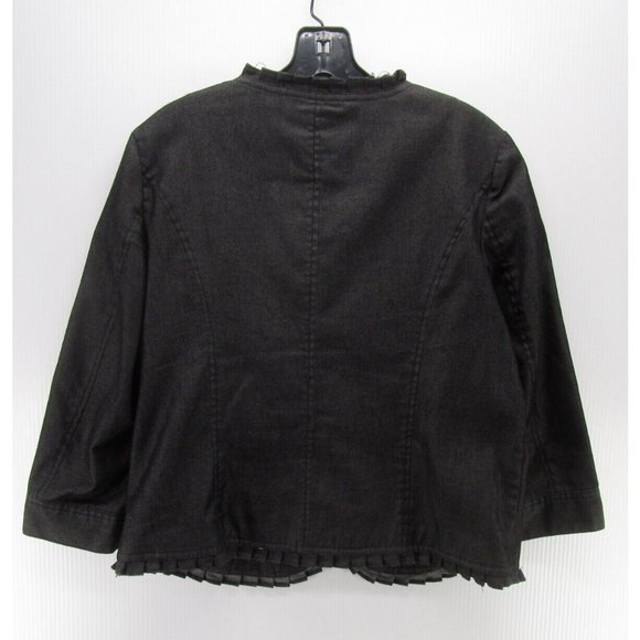 Attyre Jacket Medium Button Up Blazer Ruffled Career Preppy V-Neck - Picture 6 of 9